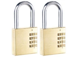 AGT Schloss Für Spind:2er-Set Vorhänge-Schlösser Mit 4-stelligem Zahlen-Code, 50 Mm