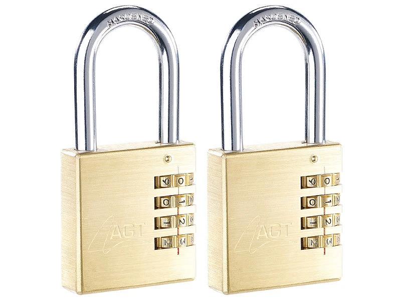 AGT Schloss Für Spind:2er-Set Vorhänge-Schlösser Mit 4-stelligem Zahlen-Code, 50 Mm 3 AGT Schloss Für Spind:2er-Set Vorhänge-Schlösser Mit 4-stelligem Zahlen-Code, 50 Mm
