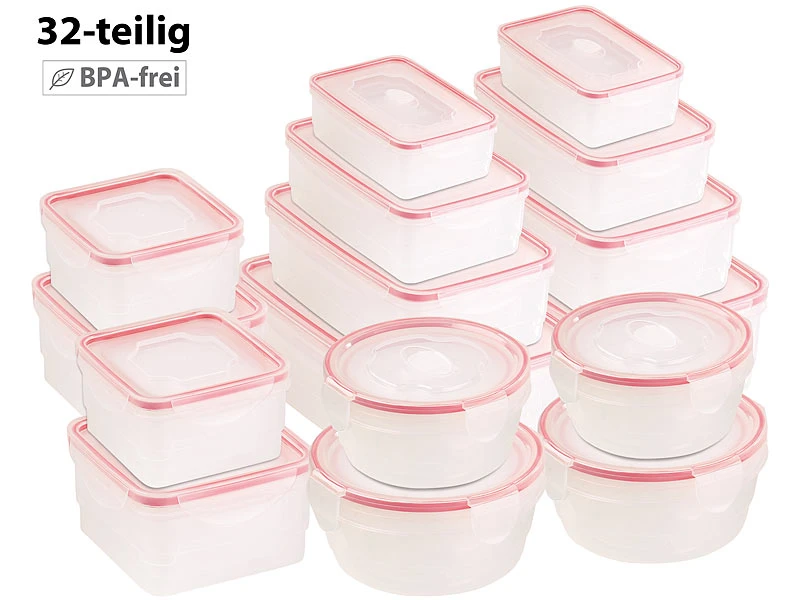 Rosenstein & Söhne Dosen Set:2er-Set 8 Frischhaltedosen-Set Mit Clip-Deckel, BPA-frei 3 Rosenstein & Söhne Dosen Set:2er-Set 8 Frischhaltedosen-Set Mit Clip-Deckel, BPA-frei