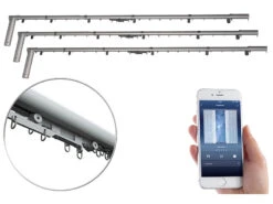 Carlo Milano Smarte Gardinenstange:3er-Set Teleskop-Gardinenstangen Elektr. Antrieb, WLAN&App, 172-306 Cm -Einrichtungsgeschäft nx1649 19