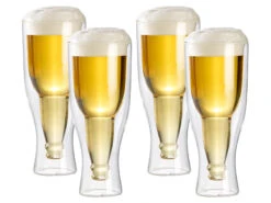 Infactory Thermo Bierglas:Doppelwandiges Bierglas 0,33 L Im 4er-Set