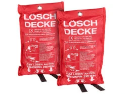Semptec Feuerschutzdecke:2er-Set Glasfaser-Feuerlöschdecke, 100 X 100 Cm