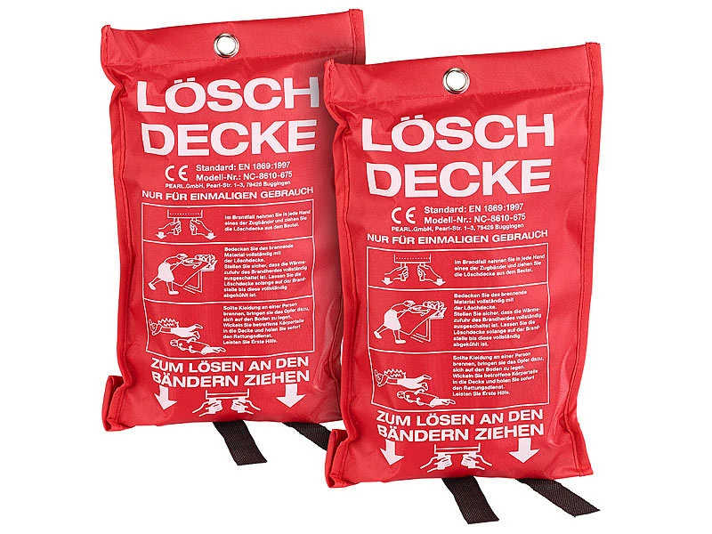 Semptec Feuerschutzdecke:2er-Set Glasfaser-Feuerlöschdecke, 100 X 100 Cm 3 Semptec Feuerschutzdecke:2er-Set Glasfaser-Feuerlöschdecke, 100 X 100 Cm