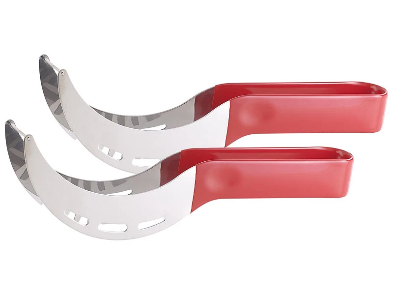 PEARL Wassermelonen Messer:2er-Set 2in1-Wassermelonenschneider Und Servierzange Aus Edelstahl 3 PEARL Wassermelonen Messer:2er-Set 2in1-Wassermelonenschneider Und Servierzange Aus Edelstahl