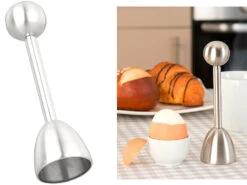 Rosenstein & Söhne Eieröffner Mit Kugel:2er-Set Eierköpfer Und Eieröffner Aus Edelstahl, Für Harte/weiche Eier