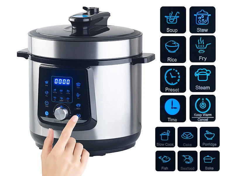 Sichler Programmierbarer 11in1-Schnellkochtopf, 5 L, 1.000 W,Versandrückläufer 4 Sichler Programmierbarer 11in1-Schnellkochtopf, 5 L, 1.000 W,Versandrückläufer – Bild 2