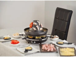 Rosenstein & Söhne Tartarenhut:Elektrischer 3in1-Tatarenhut- & Raclette-Grill Mit Fondue-Rinne, Für 6 -Einrichtungsgeschäft nx3214 6