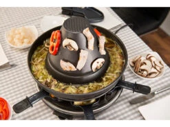 Rosenstein & Söhne Tartarenhut:Elektrischer 3in1-Tatarenhut- & Raclette-Grill Mit Fondue-Rinne, Für 6 -Einrichtungsgeschäft nx3214 7