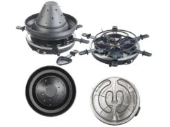 Rosenstein & Söhne Tartarenhut:Elektrischer 3in1-Tatarenhut- & Raclette-Grill Mit Fondue-Rinne, Für 6 -Einrichtungsgeschäft nx3214 8