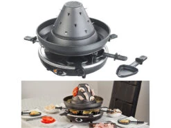 Rosenstein & Söhne Fondue Raclette:Elektrischer 3in1-Tatarenhut- & Raclette-Grill Versandrückläufer -Einrichtungsgeschäft nx3214 9 1