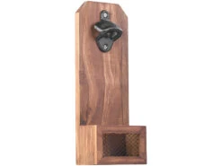 Cucina Di Modena Einhand Flaschenöffner:2er-Set Wand-Flaschenöffner Mit Kronkorken-Auffangbehälter, Holz -Einrichtungsgeschäft nx3349 1 1