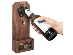 Cucina Di Modena Einhand Flaschenöffner:2er-Set Wand-Flaschenöffner Mit Kronkorken-Auffangbehälter, Holz -Einrichtungsgeschäft nx3349 4 1