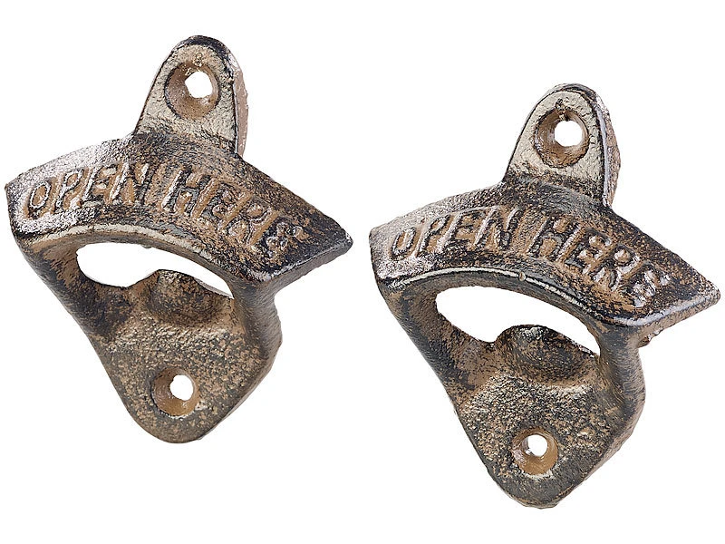 Cucina Di Modena Flaschenöffner Wand:2er-Set Gusseisen-Flaschenöffner Zur Wandmontage, Je 70 X 81 Mm, 101 G 4 Cucina Di Modena Flaschenöffner Wand:2er-Set Gusseisen-Flaschenöffner Zur Wandmontage, Je 70 X 81 Mm, 101 G – Bild 2