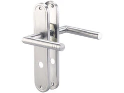 AGT Badezimmer-Türbeschläge:Edelstahl-Türbeschlag-Set Für Bad & WC, 2 Klinken, Versandrückläufer -Einrichtungsgeschäft nx3376 1