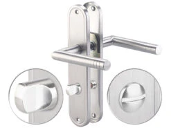 AGT Türklinke:2er-Set Edelstahl-Türbeschlag-Sets Für Bad & WC, Je 2 Klinken -Einrichtungsgeschäft nx3376 6 1