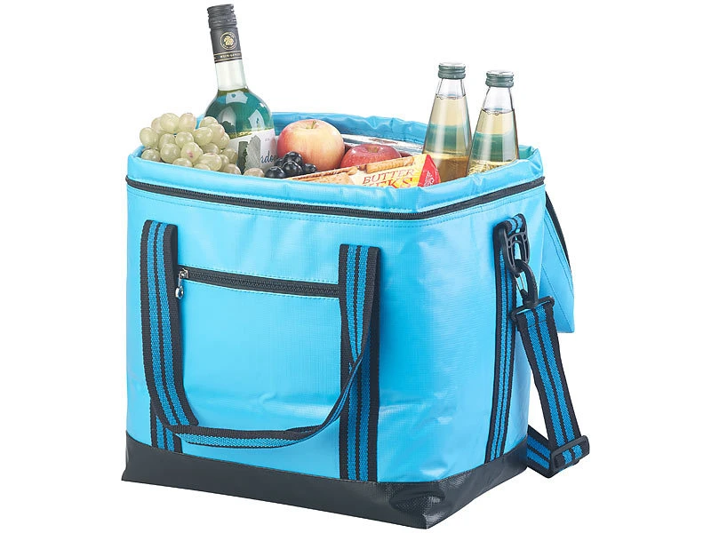 PEARL Gefriertasche:Faltbare Kühltasche Mit Griffen, Wasserdichte Lkw-Plane, 26 L, Blau 5 PEARL Gefriertasche:Faltbare Kühltasche Mit Griffen, Wasserdichte Lkw-Plane, 26 L, Blau – Bild 3