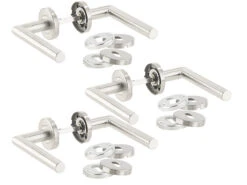 AGT Türgarnitur:3er-Set Moderne Edelstahl-Türbeschläge, 6 Türklinken Und 18 Rosetten