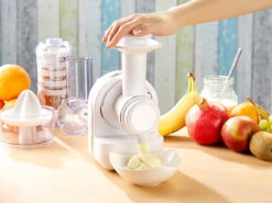 Rosenstein & Söhne Gemüsereibe:3in1 Dessert-Maker, Gemüse-Reibe & Saftpresse, 150 Watt -Einrichtungsgeschäft nx3893 4