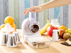 Rosenstein & Söhne Gemüsereibe:3in1 Dessert-Maker, Gemüse-Reibe & Saftpresse, 150 Watt -Einrichtungsgeschäft nx3893 5