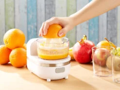 Rosenstein & Söhne Gemüsereibe:3in1 Dessert-Maker, Gemüse-Reibe & Saftpresse, 150 Watt -Einrichtungsgeschäft nx3893 7