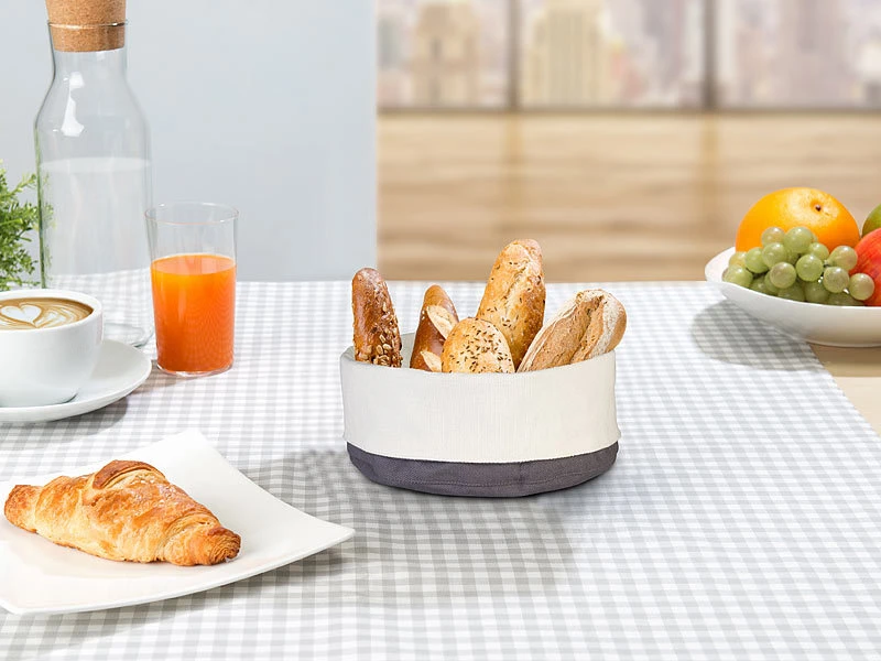 Rosenstein & Söhne Frühstücksbeutel:2er-Set Brotkörbe Aus 100% Baumwolle, Ø 20 Cm Und Ø 25 Cm 14 Rosenstein & Söhne Frühstücksbeutel:2er-Set Brotkörbe Aus 100% Baumwolle, Ø 20 Cm Und Ø 25 Cm – Bild 12