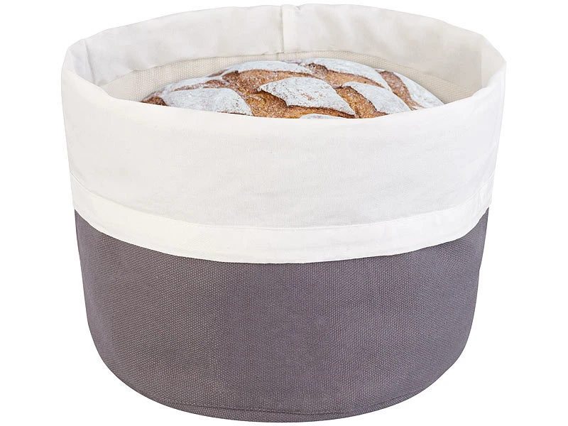 Rosenstein & Söhne Frühstücksbeutel:2er-Set Brotkörbe Aus 100% Baumwolle, Ø 20 Cm Und Ø 25 Cm 9 Rosenstein & Söhne Frühstücksbeutel:2er-Set Brotkörbe Aus 100% Baumwolle, Ø 20 Cm Und Ø 25 Cm – Bild 7