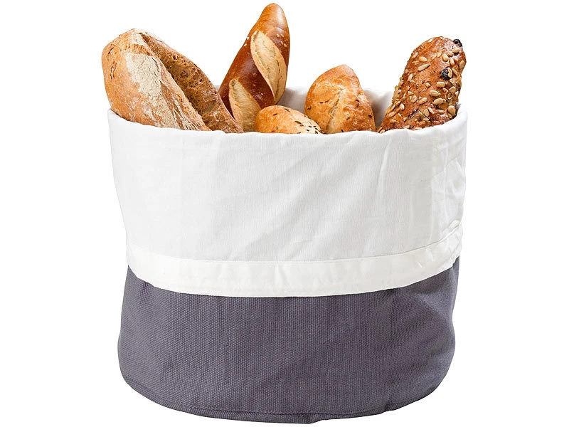 Rosenstein & Söhne Brot-Aufbewahrung Beutel:2er-Set XL-Brotkorb Aus Baumwolle, Verschließbare Kordel, Ø 25 Cm 10 Rosenstein & Söhne Brot-Aufbewahrung Beutel:2er-Set XL-Brotkorb Aus Baumwolle, Verschließbare Kordel, Ø 25 Cm – Bild 8