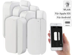 Luminea Fenstersensoren:5er-Set WiFi Tür & Fensteralarm, Alexa Und Google Assistant Komp.