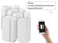 Luminea Fenstersensoren:5er-Set WiFi Tür & Fensteralarm, Alexa Und Google Assistant Komp. -Einrichtungsgeschäft nx4480 5