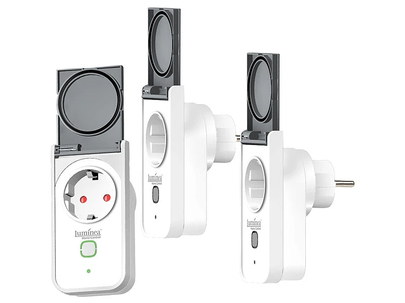 Luminea Home Control Messsteckdose:3er-Set WLAN-Outdoor-Steckdosen, App, Sprachsteuerung, 16 A, IP44 4 Luminea Home Control Messsteckdose:3er-Set WLAN-Outdoor-Steckdosen, App, Sprachsteuerung, 16 A, IP44 – Bild 2