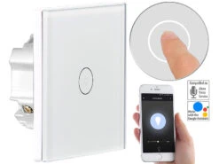 Luminea Home Control Lichttaster:Touch-Lichtschalter, WLAN, Kompat. Zu Siri, Alexa & Google Assistant