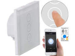 Luminea Home Control Smart Home Lichtschalter:2er-Set Touch-Lichtschalter & Dimmer, Für Alexa & Google Assistant -Einrichtungsgeschäft nx4504 6 1