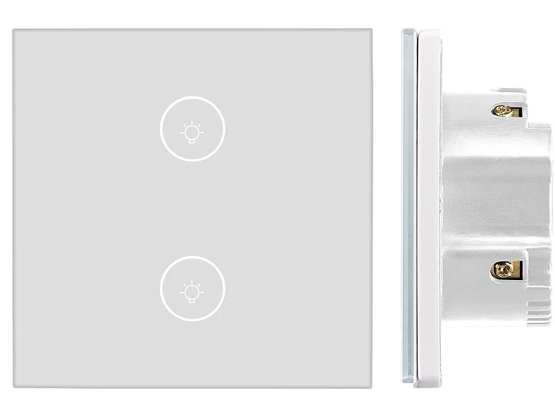 Luminea Home Control Alexa WiFi-Lichtschalter:Touch-Doppel-Lichttaster, Versandrückläufer 5 Luminea Home Control Alexa WiFi-Lichtschalter:Touch-Doppel-Lichttaster, Versandrückläufer – Bild 3