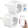 Luminea Home Control Elesion Steckdose:2er-Set WLAN-Steckdosen, Amazon Alexa & Google Assistant Komp., 16 A