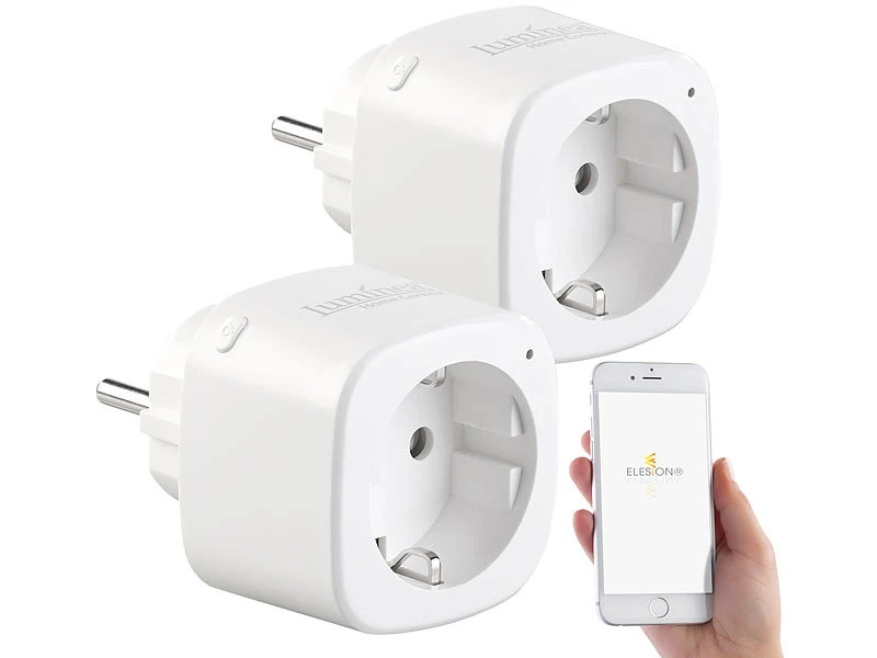Luminea Home Control Elesion Steckdose:2er-Set WLAN-Steckdosen, Amazon Alexa & Google Assistant Komp., 16 A 4 Luminea Home Control Elesion Steckdose:2er-Set WLAN-Steckdosen, Amazon Alexa & Google Assistant Komp., 16 A – Bild 2