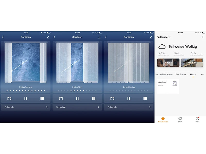 Carlo Milano Gardinen-Stange:2er-Set Teleskop-Gardinenstangen Elektr. Antrieb, WLAN&App, 172-306 Cm 7 Carlo Milano Gardinen-Stange:2er-Set Teleskop-Gardinenstangen Elektr. Antrieb, WLAN&App, 172-306 Cm – Bild 5