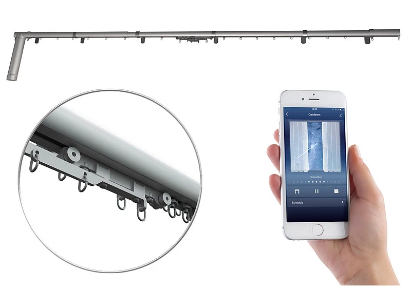 Carlo Milano Gardinen-Stange:2er-Set Teleskop-Gardinenstangen Elektr. Antrieb, WLAN&App, 172-306 Cm 15 Carlo Milano Gardinen-Stange:2er-Set Teleskop-Gardinenstangen Elektr. Antrieb, WLAN&App, 172-306 Cm – Bild 13
