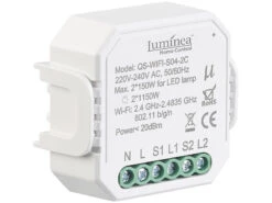 Luminea Home Control Smart Lichtschalter:2er-Set WLAN-Unterputz-2-Kanal-Lichtschalter Mit App & Sprachsteuerung -Einrichtungsgeschäft nx4652 0 1