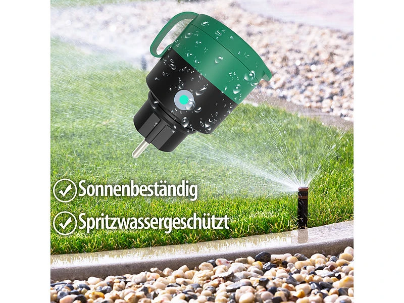 Luminea Home Control WLAN Aussensteckdose:Outdoor-WLAN-Mini-Steckdose, Für Alexa, Siri & Google Assistant, 16 A 7 Luminea Home Control WLAN Aussensteckdose:Outdoor-WLAN-Mini-Steckdose, Für Alexa, Siri & Google Assistant, 16 A – Bild 5