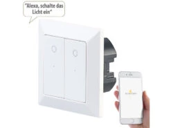 Luminea Home Control Taster:2er-Set Doppel-Lichttaster Mit WLAN, App Und Sprachsteuerung -Einrichtungsgeschäft nx4659 3