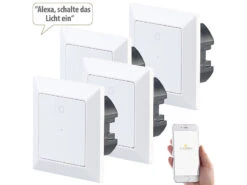 Luminea Home Control Lichtschalter:4er-Set WLAN-Lichttaster, App, Komp. Zu Siri, Alexa, Google Assistant -Einrichtungsgeschäft nx4676 3
