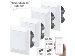Luminea Home Control Lichtschalter:4er-Set WLAN-Lichttaster, App, Komp. Zu Siri, Alexa, Google Assistant -Einrichtungsgeschäft nx4676 5