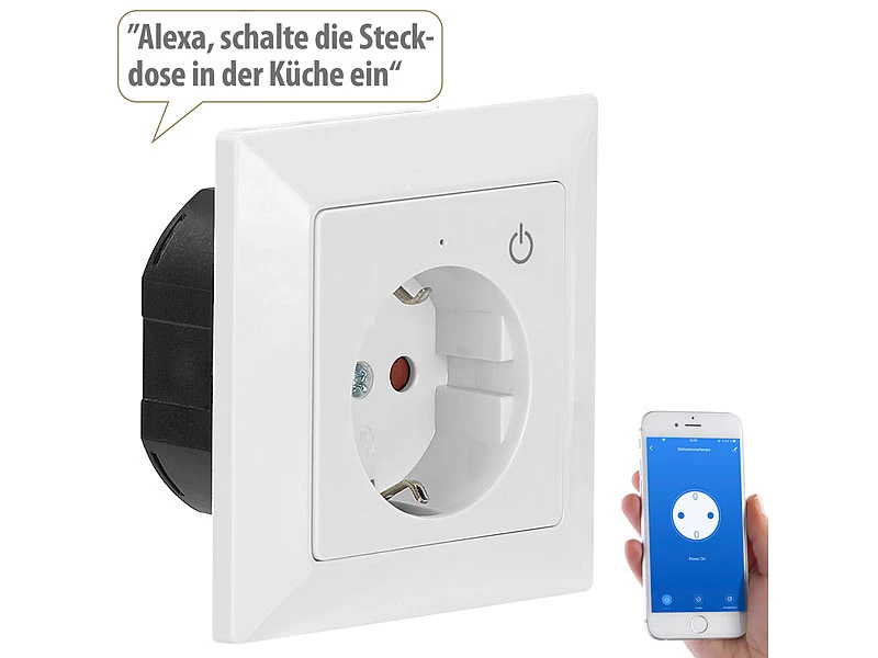Luminea Home Control Funksteckdose Mit App:WLAN-Unterputz-Steckdose Mit App, Für Siri, Alexa & GA, 3er Pack 15 Luminea Home Control Funksteckdose Mit App:WLAN-Unterputz-Steckdose Mit App, Für Siri, Alexa & GA, 3er Pack – Bild 13