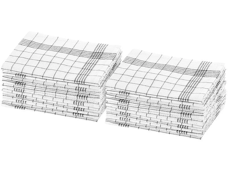 Rosenstein & Söhne Tücher:Baumwoll-Geschirrtücher, 24er-Set, Je 50 X 70 Cm, Grau-kariert 5 Rosenstein & Söhne Tücher:Baumwoll-Geschirrtücher, 24er-Set, Je 50 X 70 Cm, Grau-kariert – Bild 3