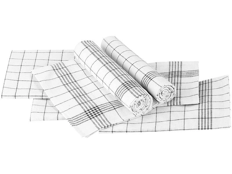 Rosenstein & Söhne Tücher:Baumwoll-Geschirrtücher, 24er-Set, Je 50 X 70 Cm, Grau-kariert 8 Rosenstein & Söhne Tücher:Baumwoll-Geschirrtücher, 24er-Set, Je 50 X 70 Cm, Grau-kariert – Bild 6