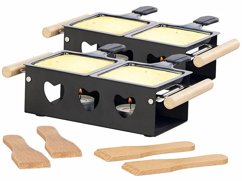 Rosenstein & Söhne Kerzen Raclette:2er-Set Teelicht-Raclette Für 2 Personen, Mit Schabern Und Teelichtern 3 Rosenstein & Söhne Kerzen Raclette:2er-Set Teelicht-Raclette Für 2 Personen, Mit Schabern Und Teelichtern