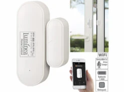 Luminea Home Control Fensterkontakte:10er-Set WLAN-Tür- & Fensteralarm, App, Für Alexa & Google Assistant -Einrichtungsgeschäft nx4900 6 1
