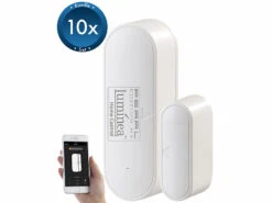 Luminea Home Control Fensterkontakte:10er-Set WLAN-Tür- & Fensteralarm, App, Für Alexa & Google Assistant -Einrichtungsgeschäft nx4920 6