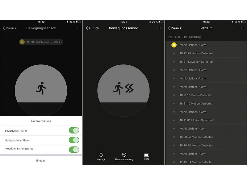 Luminea Home Control WiFi Bewegungsmelder:2er-Set Extra-flacher WLAN-PIR-Bewegungsmelder Mit App, 360°, 230 Volt 8 Luminea Home Control WiFi Bewegungsmelder:2er-Set Extra-flacher WLAN-PIR-Bewegungsmelder Mit App, 360°, 230 Volt – Bild 6