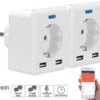 Luminea Home Control Energie Monitor:2er-Set WLAN-Steckdosen, 2 USB, App, Komp. Zu Alexa, Google, Siri